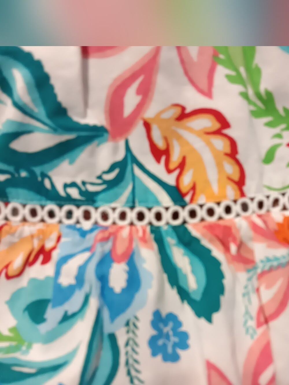 Tropical Floral Tiered A-Line Midi Skirt Sz M Cottagecore Cotton/Rayon Blend - Picture 4 of 11